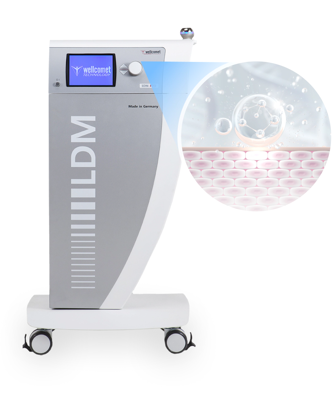 Perangkat LDM yang merangsang produksi kolagen dan memperbaiki kulit dengan teknologi ultrasound ganda.